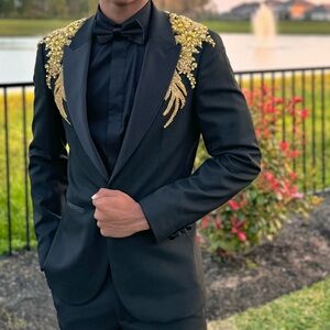 Elegant Black and Gold Men's Blazer